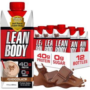 Labrada Lean Body Ready-to-Drink Chocolate Protein Shake, 40g Protein, Whey Blend, 0 Sugar, Gluten Free, 22 Vitamins & Minerals, LABRADA, 17 Fl Oz (Pack of 12)
