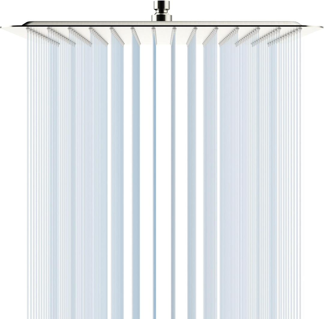 SR SUN RISE 16 Inch Extra Large Rain Shower Head Brushed Nickel 304 Stainless Steel High Pressure Rainfall Showerhead Ultra Thin Water Saving