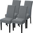 SearchI Dining Room Chair Covers Set of 4, Stretch Jacquard Parsons Chair Slipcovers Removable Washable Kitchen Chair Protector Cover for Dining Room, Hotel, Ceremony (Gray Rhombus)