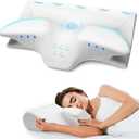 Cervical Pillow for Neck Pain Relief, Cooling Contour Memory Foam Pillows Support Odorless Ergonomic Neck Pillow Adjustable Orthopedic Bed Pillow for Side Back Stomach Sleeper with Pillowcase,AWGH