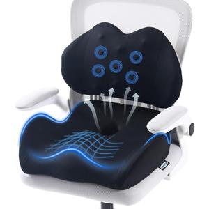 Lexeme X Large Memory Foam Seat Cushion Lumbar Support Pillow for Sciatica & Tailbone Pressure Relief Coccyx Pad for Office Chair, Car,Wheelchair,Home,Office (Black)