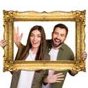 Upgraded 32 x 24 Inch Large Photo Booth Props Picture Frame Vintage Photo Frame Friends Selfie Props for Wedding Mexico Birthday Bachelorette Party Supplies(Gold Style)