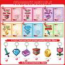 90 Pcs Birthday Party Supplies, Pixel Miner Style Stickers and Cards School Classroom with Key Chain