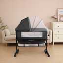 Baby Cradle, Freestanding Bedside Bassinet, 3-in-1 Convertible Bassinet with 360 Swivel Wheels, 2026 New Model Adjustable, Easy-Fold Portable Neutral Baby Newborn Bassinet (Dark Gray)