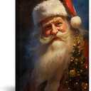 CCWACPP Santa Claus Canvas Wall Art Christmas Pictures Wall Decor Vintage Santa Painting Print Artwork Home Living Room Decor Frame (16.00" x 24.00", Santa Claus - 1)
