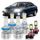 VESTNEXCL Fog Bulbs Fit for Toyota 2007-2014 Camry Hi&Lo Beam Fog Light Bulb Combo, 800% Brightness, Dual-sided 3570 Chips, 6000K White, 60000HRS Long Lifespan, Plug-and-Play, Pack of 6