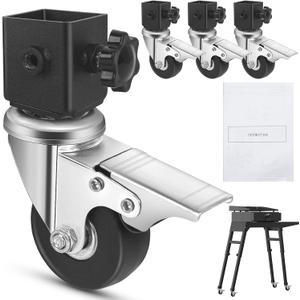 Caster Wheels Set for Blackstone Griddle Stand, 4 Pack Griddle Wheels with Brake for Blackstone 17" & 22" Griddle Stand, 360 Degree Silky Swivel, Grill Accessories for Blackstone