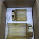 Makeup Brush Holder Organizer, Heavy Crystal Glass Brush Storage Holder, Vintage Cosmetic Make Up Bathroom Brushes Cup Pen Pencil Toothbrush Holder Striped Vase (S+L (amber))