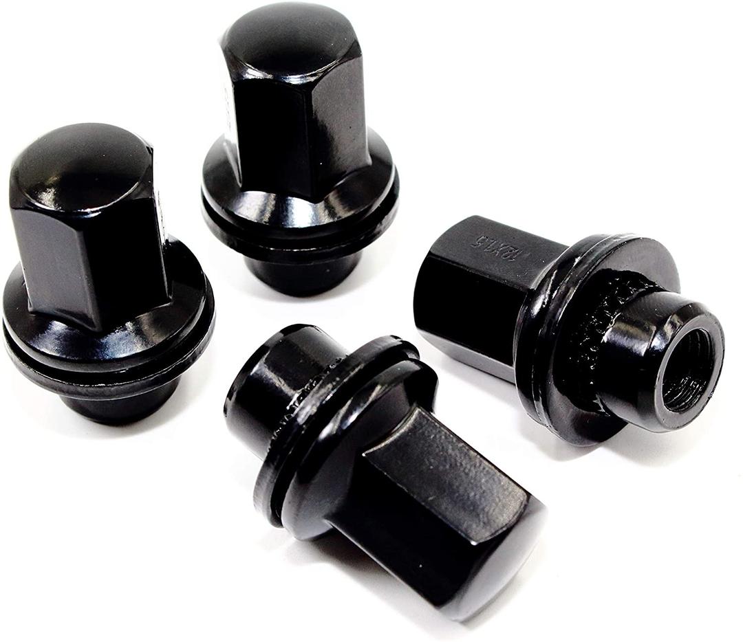 Set of 24 Veritek VPE-1215JAGOEBK 12×1.5mm 1.65″ 3/4 19mm Hex Mag Seat w/Washer Black Lug Nuts for Jaguar Factory Wheels