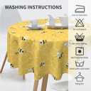 Bee Kind Yellow Tablecloth Round 7070 Inch, Spring Summer Honeycomb Themed Tablecloth Washable Table Cover for Party Picnic Dinner Decor