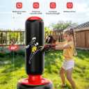 QPAU Inflatable Punching Bag for Kids with Boxing Gloves, 66 in, Black&Red
