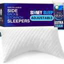 Sidney Sleep Adjustable Curved Contour Fill Pillow – Queen Size – for Side and Back Sleepers – Neck & Shoulder Comfort Support – Extra Fill Included (White)