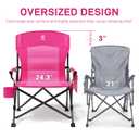 EVER ADVANCED Oversized Folding Women Camping Chair, for Adults Heavy Duty Lawn Chair with Side Pockets, Portable Collapsible Quad Chair for Outside, Support Up to 500lbs, Pink