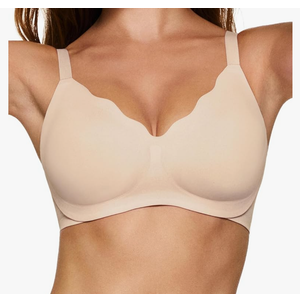 Women's Wireless Push Up Bra Scalloped No Underwire Comfortable Bras Full Coverage Seamless T-shirt Everyday Bralettes L