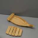 Kichgather 14.5 Wooden Sushi Serving Tray Boat Plate for Restaurant or Home