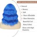 Blue Wig for Women Short Wavy Wigs with Bangs Bob Curly Wig Women's Colorful Wigs Shoulder Length Synthetic Heat Resistant Fiber Wigs for Cosplay Halloween Costume Party(14 Inches)