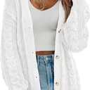 PRETTYGARDEN Womens Chunky Cardigan Sweaters 2025 Fall Oversized Cable Knit Long Sleeve Open Front Cardigans Winter Clothing (S)