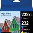 232XL Ink Cartridges for Epson Printer Remanufactured for Epson 232XL Ink Cartridges Combo Pack for Expression Home XP-4200 XP-4205 Workforce WF-2930 WF-2950 XP4200 WF2950 (4 Pack) (Black, Cyan, Magenta, Yellow for 232XL T232)