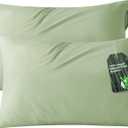 Bedsure Zipper Pillow Cases Queen, Cooling Pillow Cases Queen Size Set of 2, Rayon Derived from Bamboo Cooling Pillowcases for Hot Sleepers, Soft & PureWoven Pillow Covers, Sage Green, 20x30 Inches