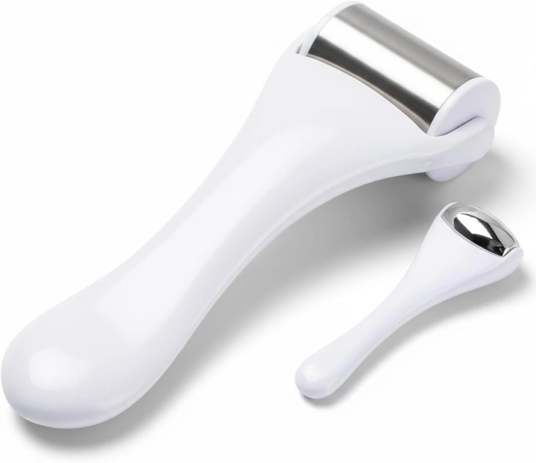 Tondiamo 2 Pcs Muscle Roller Gifts Stick Fascia Body Cellulite Face Muscle Massage Roller Manual Massage Tools for Relief Neck Arm Back Leg Body Deep Release(White,Metal)