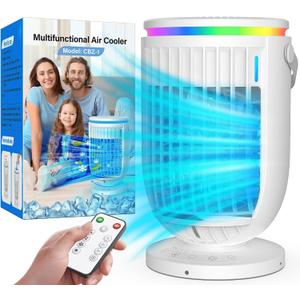 Portable Air Conditioners,Mini Air Conditioner Fan with 2 Modes,3 Speeds,7 Night Lights, 4 in 1 Personal Evaporative Air Cooler Cooling Fan with 1200ml Water Tank, Portable AC for Bedroom Office Desk