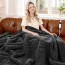 Heated Blanket Heated Throw, Electric Blanket 50"x60" Heating Blanket with 8 Hours Auto Off 10 Fast Heating Levels Machine Washable Sherpa Heated Blanket with Overheating Protection (Black)