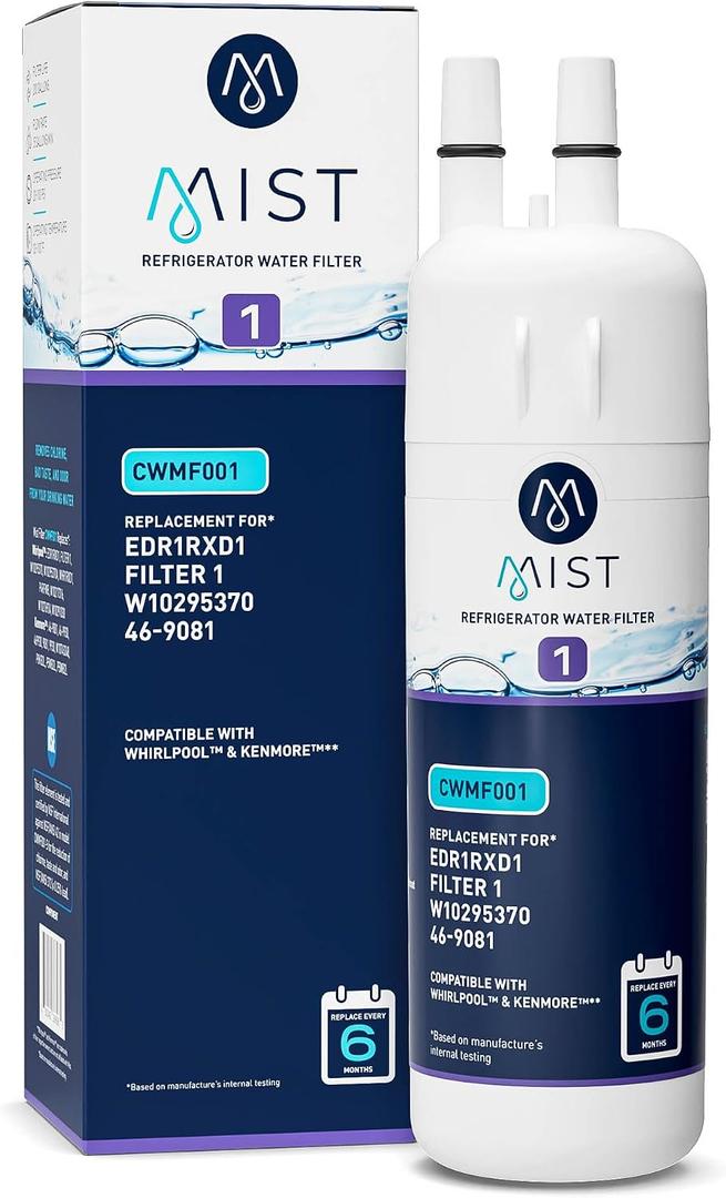 Mist EDR1RXD1 Replacement for Everydrop Filter 1 Whirlpool WHR1RXD1 W10295370A, Kenmore 46-9081 Refrigerator Water Filter NSF 42 & 372 Certified
