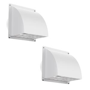 2 Pcs 4 Inch Dryer Vent Cover Outside, HG Power Metal Exterior Vent Cover with Removable Screen & Cushioned Non-Return Flap, Air Wall Vent for House, Range Hood, AC, Opening Diameter: 3.81" White