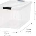 IRIS USA 72 QT Plastic Storage Box with Lid and Latches - 4 Pack - BPA-Free, See-Through Organizing Solution, Durable Nestable Stackable Containers, Secure Pull Handle - Clear