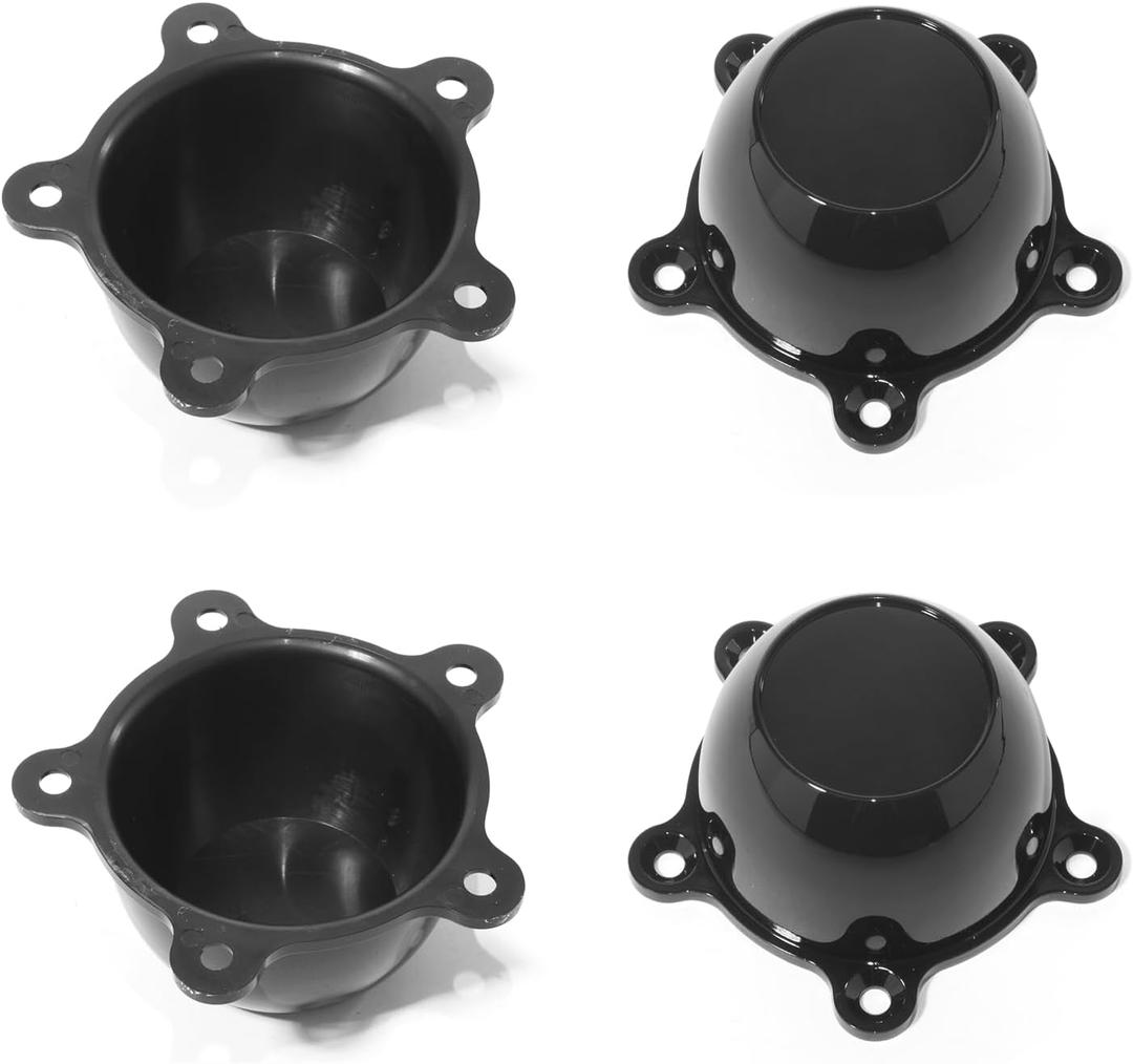 5 Dog Ear 1.96" Spacing Wheel Rim Center Caps Glossy Black Wheel Center Cap W/Screws, Pack of 4