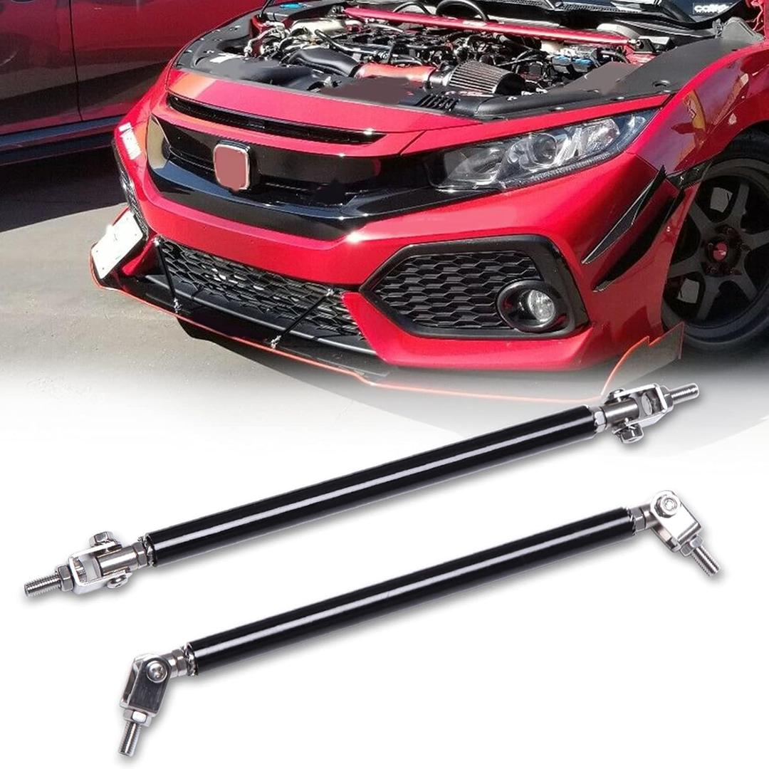 2PCS Adjustable Splitter Strut Rods, 8"-11" Front Lip Strut Rod Bumper Splitter Universal Tie Support Bars Black