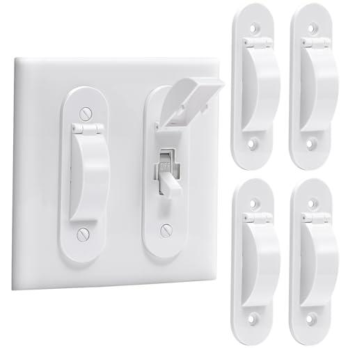 Wall Switch Guard, Child Proof Light Switch Cover Guard | Toggle Style | Light Switch Protection | Keep Toggle Switch in On or Off Position | 4 Pack, White