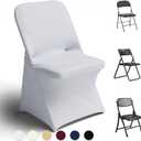 Trlyc Spandex Folding Chair Covers 100 Pcs Universal Fitted Dining Chair Cover Stretchy Slipcovers for Wedding Party Banquet Flat-Front Chairs Covers (White)