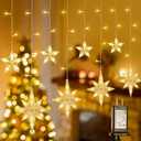 BEEWIN 126 LED Star Icicle Lights,7.8ft Connectable Window Curtain Lights Plug in,8 Lighting Modes Timer Bethlehem Star Christmas Light for Indoor Outdoor,Bedroom,Wedding,Ramadan Decor,Warm White