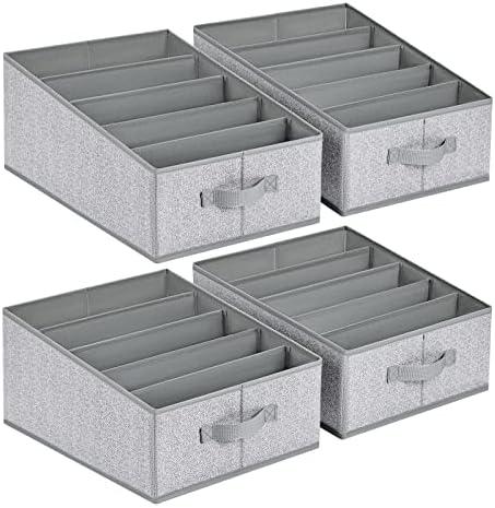 DIMJ Wardrobe Clothes Organizer, Fabric Drawer Organizer Clothes, Pants Jeans Sweater Organizer for Closet, Foldable Closet Storage Organizers, 5 Grids Clothing Drawer Organizers, 3 Pack Ash Grey