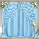 24x10FT Baby Blue Backdrop Curtains for Wedding Parties, Wrinkle Free Polyester Photography Backdrop Drapes for Wedding Baby Shower Birthday Parties Stage Background Stand Decorations 4x10ft,6 Panels