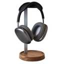 Headphone Stand for Desk, Solid Wood Gaming Headset Stand, Universal Wooden Headphone Stand Hanger, Wooden Headphone Holder with Storage Base for Airpod max and More