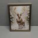 Christmas Wall Decor Vintage Framed Reindeer Oil Painting Winter canvas Print Deer Picture Christmas Home Decoration (14"L x 11"W)