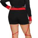 Spooktacular Creations 2 Pcs Ninja Costume Women, Halloween Ninja Costume Adult with Mask for Halloween Party Cosplay (Black, XXL)