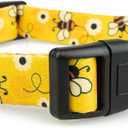 Limeloot Bees Dog Collar, Adjustable Dog Collar for Male and Female Dogs, Medium
