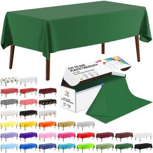 CXPSINC 54 Inch X 100 Feet Plastic Table Cover Roll Disposable Tablecloth with Slide Cutter for All Type/Shape Tables | Party, Banquet, Birthdays, Weddings(Green, 100 Feet)