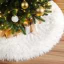 24 Inch Faux Fur Christmas Tree Skirt Soft Snow White Plush Tree Mat Christmas Decorations Fluffy Tree Skirts Xmas Holiday Party Indoor Decorations