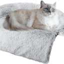 Calming Dogs/Cats Bed Mats, Dog Pad Washable Removable Couch Cover, Plush Long Fur Mat for Pets, Waterproof Lining, Perfect for Small, Medium and Large Dogs and Cats (Gradient Gray, M)
