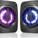 Computer Speakers, RGB PC Speakers, USB Powered 3.5mm Aux Speaker for Desktop, PC, Laptop, Tablet - Small Computer Speakers | Clear Sound & 7-Color Dynamic Lighting