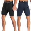 Compression Shorts Men Spandex Athletic Underwear Boxer Brief Base Layer, Black Large