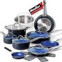 Mueller UltraClad Sapphire Pots and Pans Set Nonstick, 14 Piece Induction Cookware Sets, Aluminum Body, Includes Non Stick Deep Frying Pan, Sauce Pans for Cooking, Dutch Oven and More