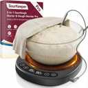 SourKeeper, Larger 2-in-1 Sourdough Starter Warmer Pro - 2026 Upgrade Larger Heating Plate, Dough Temp Probe, 1F Control (70110F), 24H Timer, Real-Time Monitoring Black