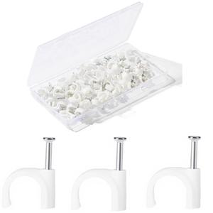 Cable Clips120Pcs 10mm Cable Staples .Wire Wall Clips with Cable Nails .Cable Clips WhiteRG6 RG59 CAT5 CAT6 RJ45
