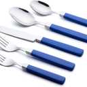 ANNOVA Silverware Set Stainless Steel Colorful Tableware Kitchen Flatware Set Utensils, Includes Dinner Knives, Forks, Spoons, Salad Forks & Dessert Spoons (Sapphire Blue, 20 Pieces)