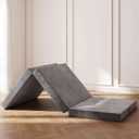 Swbvs Tri-Fold Memory Foam Mattresses, 6 inch Twin Folding Mattress with Washable Covers, Reversible Design, Foldable Topper for Travel&Guests 75"x38"x6" (Grey)